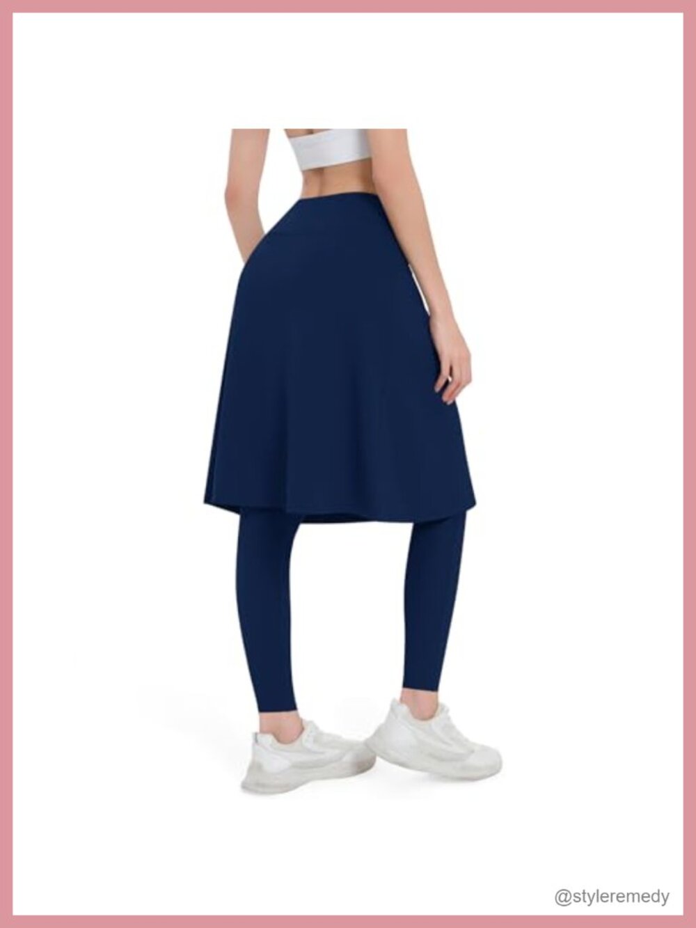 Women's Athletic Skirt with Leggings 2-in-1 Knee Length Skort with Pockets